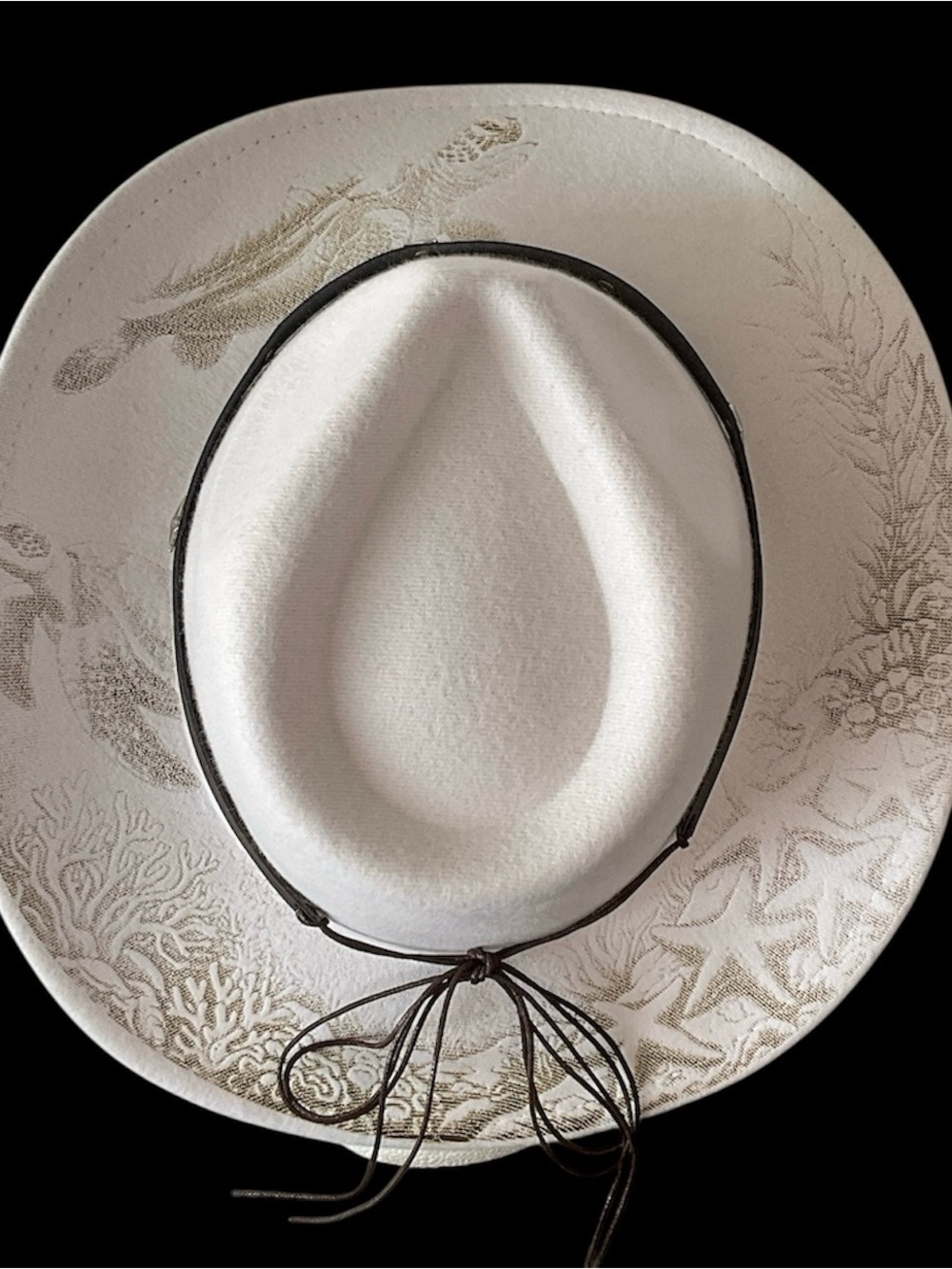 White Women’s Felt Western Hat with Leather Trim